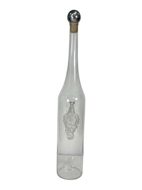 Vintage Clear Glass Oil Vinegar Bottle Decanter Grape Empty Grappa Aqua di Vita